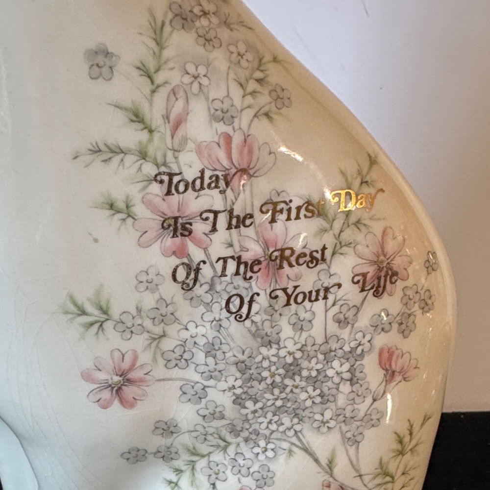 Rare vintage 1986 floral ceramic friendship cat figurine - Picture 6 of 12